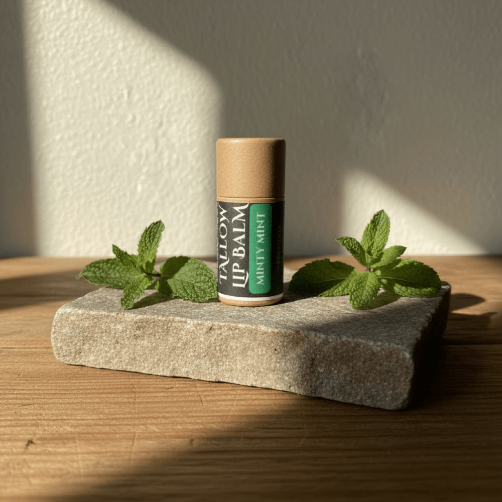 Tallow lip balm — Desert Rose Tallow- Minty Mint